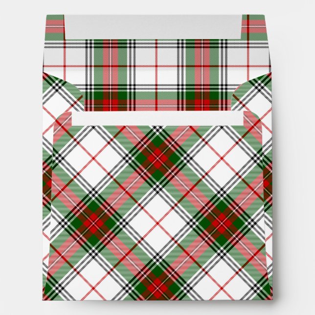 Stuart / Stewart tartan white red green plaid Envelope (Back (Bottom))