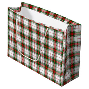 Stuart / Stewart tartan white red green plaid Large Gift Bag