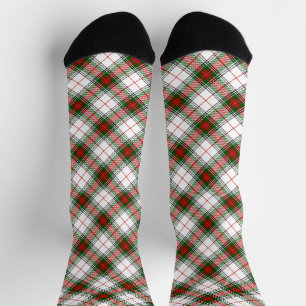 Stuart / Stewart tartan white red green plaid Socks