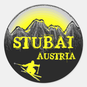 Stubai Autriche stickers de ski jaune