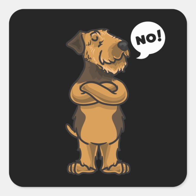 Stubborn Airedale Terrier Dog Square Sticker (Front)