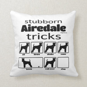 Stubborn Airedale Terrier Tricks Throw Pillow