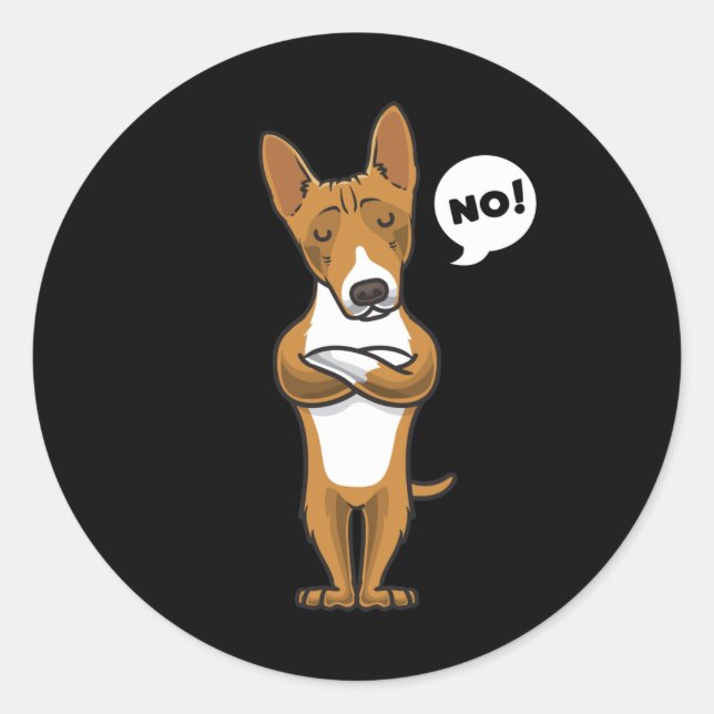 Stubborn basenji dog funny classic round sticker (Front)