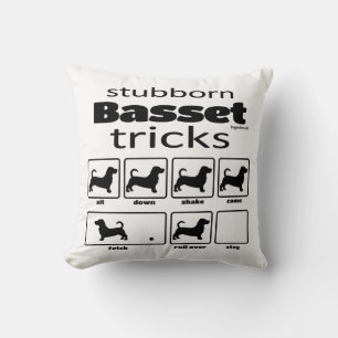 Stubborn Basset Tricks Throw Pillow