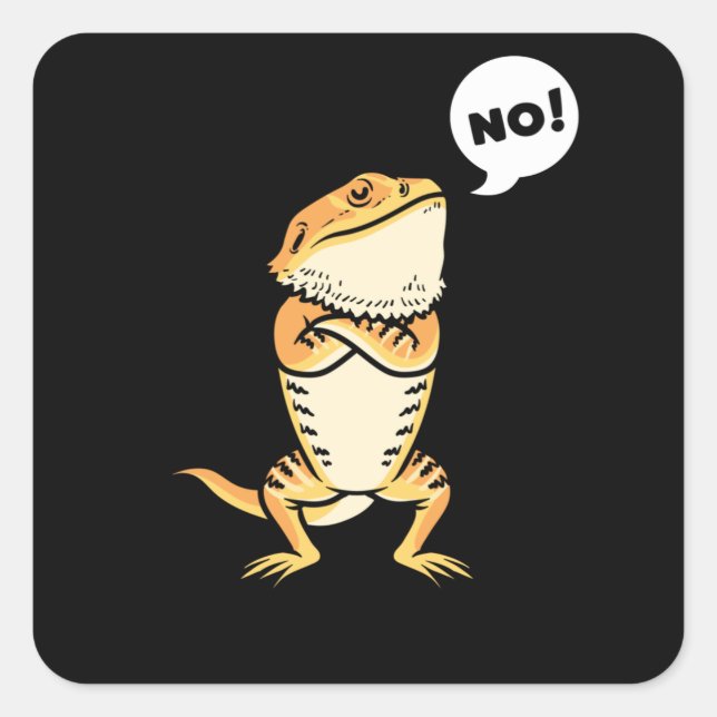 Stubborn Bearded Dragon Pogona Reptile Lizard Square Sticker (Front)