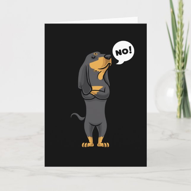 Stubborn Black and Tan Coonhound Dog Card (Front)