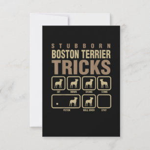 Stubborn Boston Terrier Tricks Dog Lover T-Shirt RSVP Card