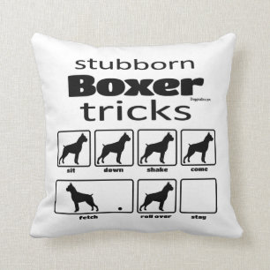 Stubborn Boxer Tricks Throw Pillow