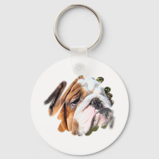 Stubborn Bulldog Photo Keychain