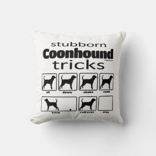 Stubborn Coonhound Tricks Throw Pillow