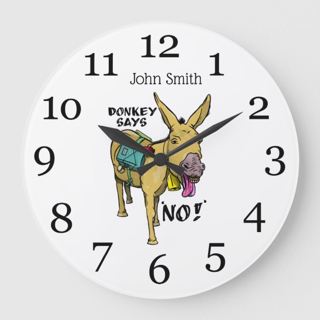 Stubborn donkey Funny mule Large Clock (Front)