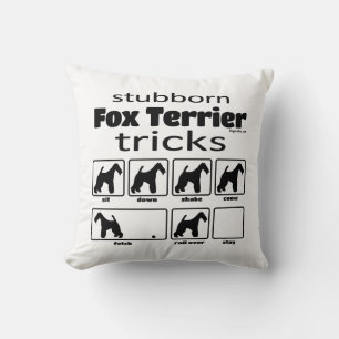 Stubborn Fox Terrier Tricks Throw Pillow