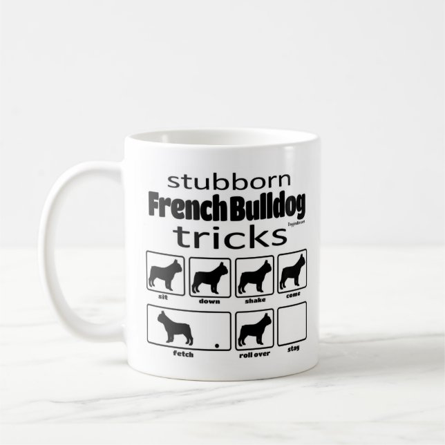 Stubborn French Bulldog Tricks Coffee Mug (Left)