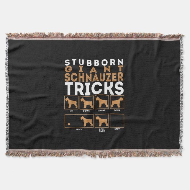 Stubborn Giant Schnauzer Dog Tricks Graphic Throw Blanket (Front)