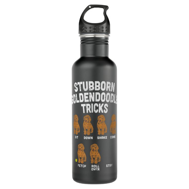 Stubborn Goldendoodle Tricks Funny Dog Trainer Mom 710 Ml Water Bottle (Front)