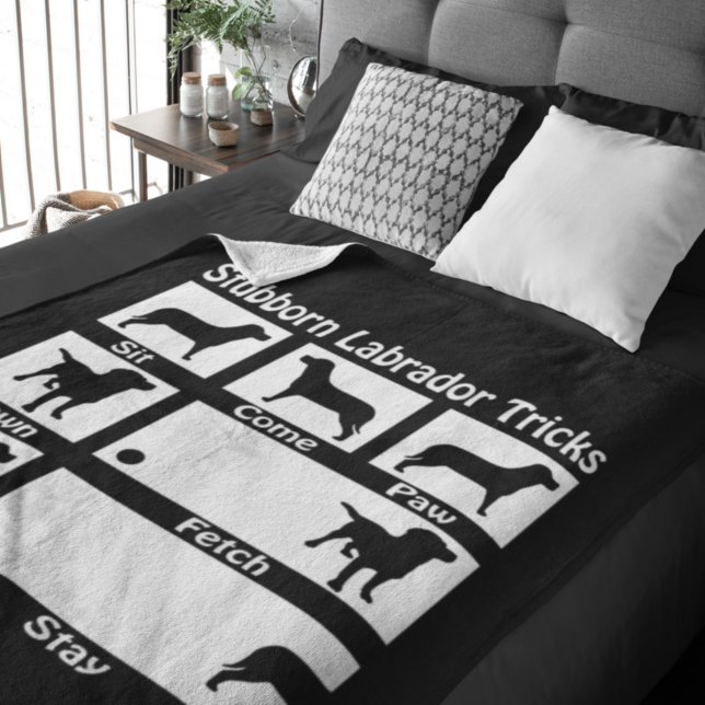 Stubborn Labrador Retriever Dog Tricks Humour Fleece Blanket (Creator Uploaded)