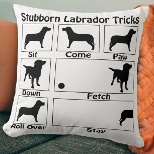 Stubborn Labrador Tricks Throw Pillow
