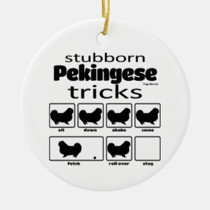 Stubborn Pekingese Tricks Ceramic Ornament