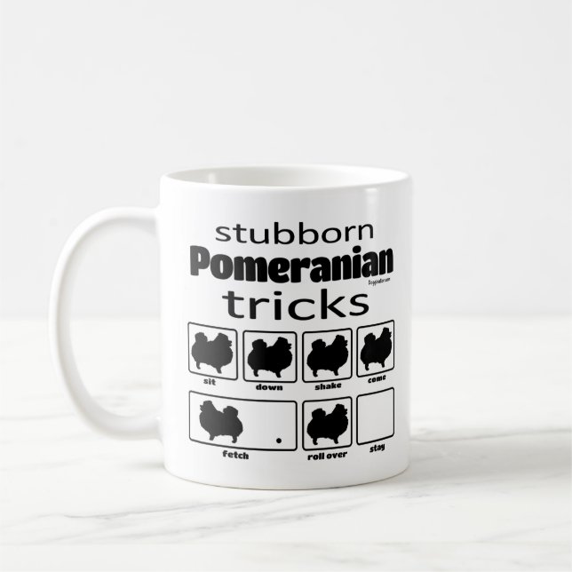 Stubborn Pomeranian Tricks Coffee Mug (Left)