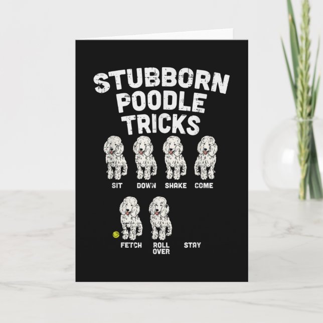 Stubborn Poodle Tricks Funny Dog Lover Owner Card (Front)