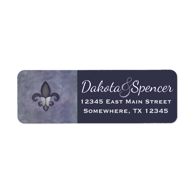 Stubborn Purple Fleur de Lis Silver Butterfly (Front)