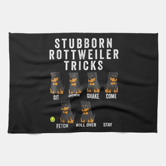 stubborn rottweiler tricks kitchen towel (Horizontal)