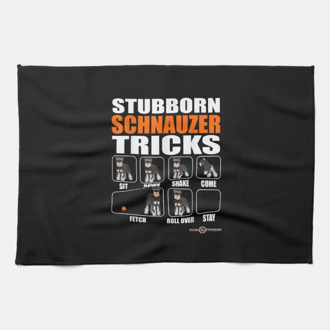 Stubborn Schnauzer Tricks  Funny Schnauzer Gift Kitchen Towel (Horizontal)