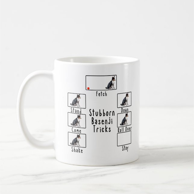 Stubborn Tri Basenji Tricks Dog Coffee Mug (Left)