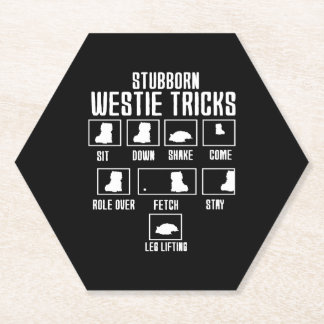 Stubborn West Highland White Terrier Tricks Paper Coaster