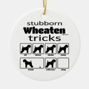 Stubborn Wheaten Tricks Ceramic Ornament