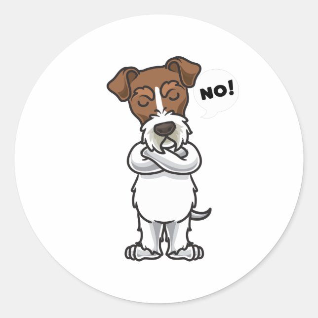 Stubborn Wire Fox Terrier Dog Classic Round Sticker (Front)