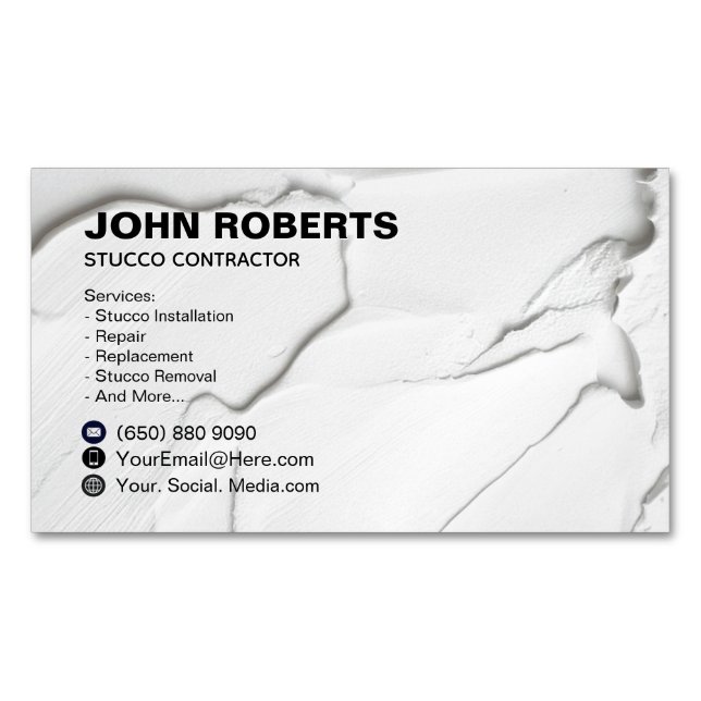 Stucco Construction Magnetic Business Card (Front)