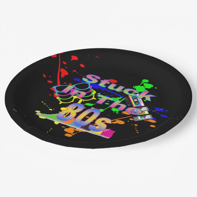 Stuck in the 80s paper plate (Angled)
