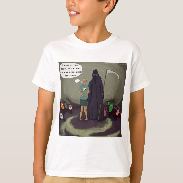 Stuck In The Middle W/Grim Reaper Funny T-Shirt (Front)