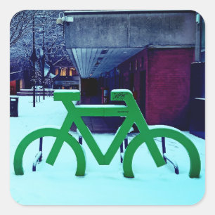 Stuck in the snow square sticker