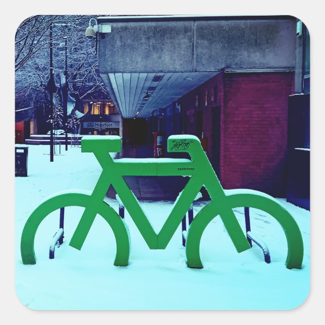 Stuck in the snow square sticker (Front)