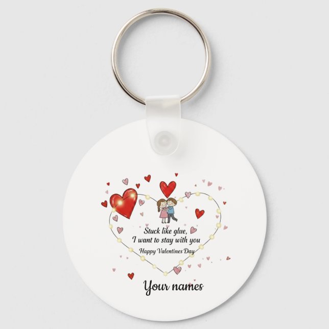 Stuck like glue valentine keychain (Front)