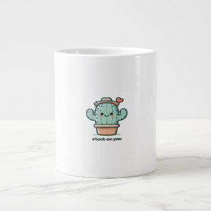 Stuck On You Cactus Cute Plant Design  Large Coffee Mug