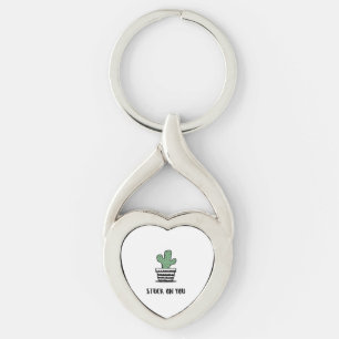 Stuck On You Cactus Illustration Artistic Design  Keychain