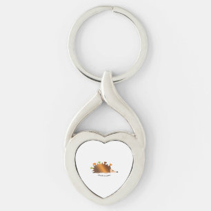 Stuck On You Hedgehog And Hearts Cute Design  Keychain