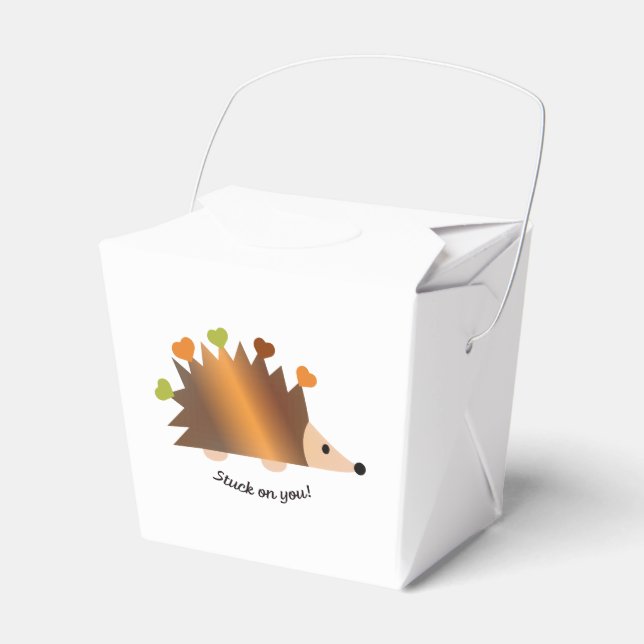 Stuck on You Hedgehog and Hearts Favor Box (Front Side)