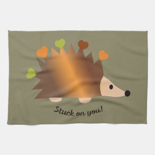 Stuck on You Hedgehog and Hearts Kitchen Towel