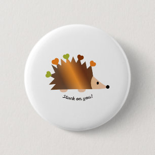 Stuck on You Hedgehogs and Hearts 2 Inch Round Button
