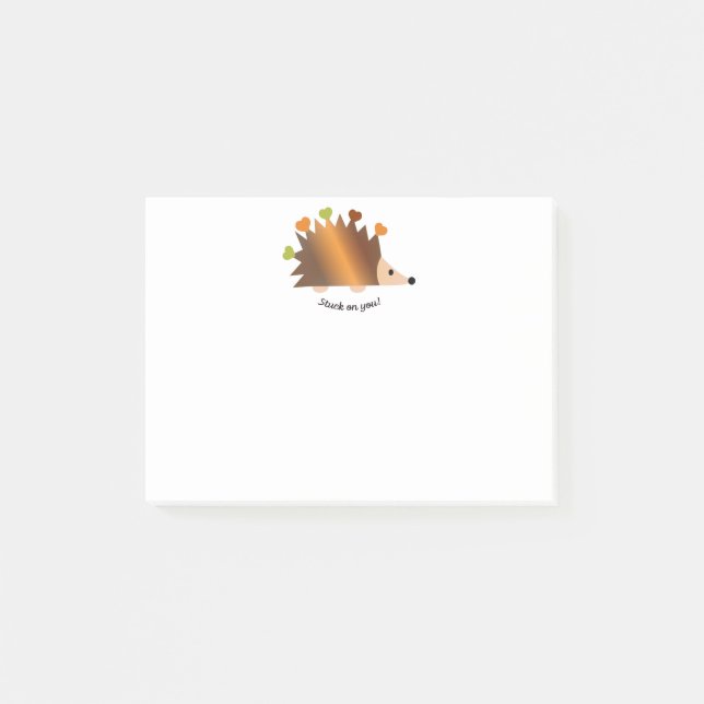 Stuck on You Hedgehogs and Hearts Post-it Notes (Front)