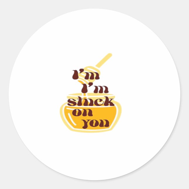 Stuck On You Minimal Love Design  Classic Round Sticker (Front)