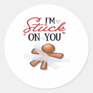 Stuck On You Modern Minimal Design  Classic Round Sticker