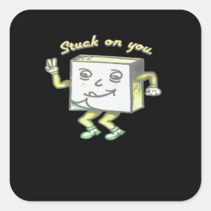 Stuck On You Post It Minimal Modern Style  Square Sticker
