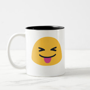 Stuck out tongue closed eyes Emoji Two-Tone Coffee Mug