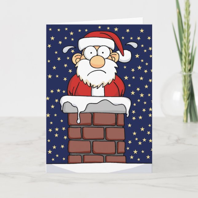 Stuck Santa Holiday Card (Front)