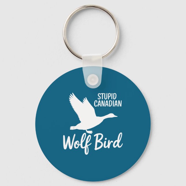 Stud Canadian Wolf Bird Funny  Keychain (Front)